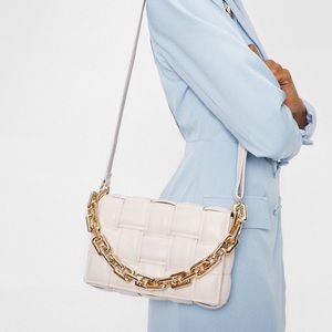 Beige woven shoulder bag - does not come with chain